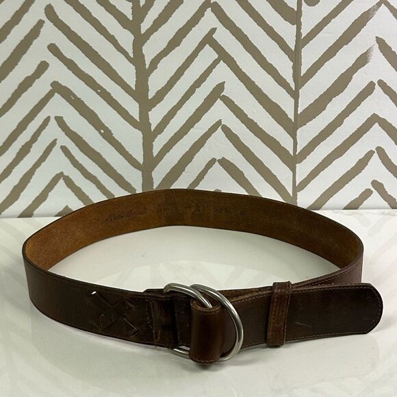Eddie Bauer Brown Leather Belt Size M Made in the USA - Picture 6 of 8
